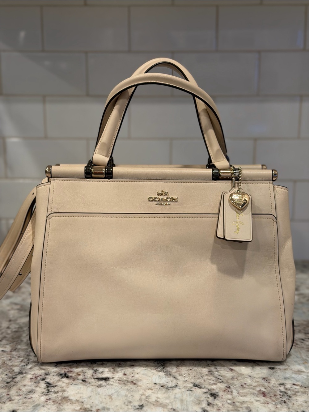 Coach Selena Gomez Leather Satchel - Light Beige bag